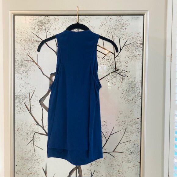 Parker $198 Womens Small Blue 100% Silk Sleeveless Ruffle Classic Blouse Top - Picture 3 of 9